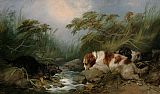 George Armfield Three Dogs by a Brook painting